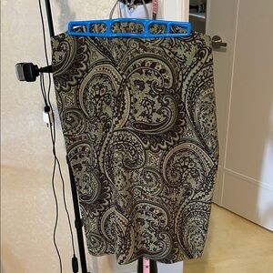 RAFAEL Elegant Paisley Pencil Skirt - Black and Brown